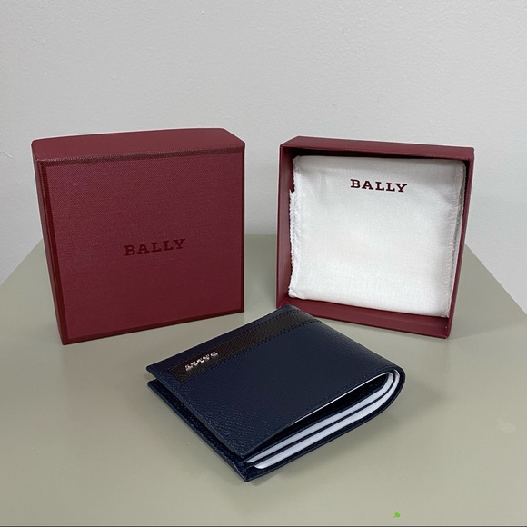Bally Men's Leather Bi-Fold Wallet w/Stripe (Blue) - Picture 5 of 6